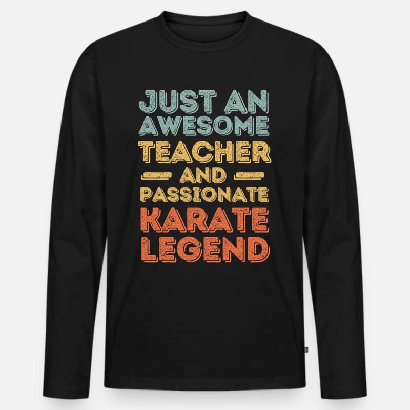 Lehrer Karate retro - Männer Premium Bio Langarmshirt - Schwarz