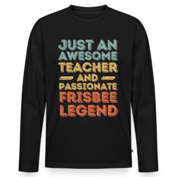 Professeur Frisbee rétro - T-shirt manches longues Premium bio Homme - noir - Devant - Nico (187cm)