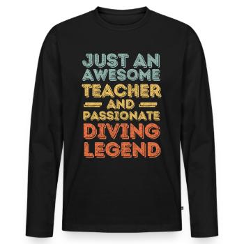 Instructeur Plongée rétro - T-shirt manches longues Premium bio Homme - noir - Devant - Nico (187cm)