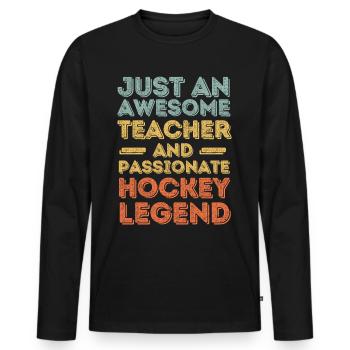 Hockey rétro pour enseignants - T-shirt manches longues Premium bio Homme - noir - Devant - Nico (187cm)