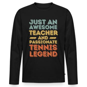 Professeur de tennis rétro - T-shirt manches longues Premium bio Homme - noir - Devant - Nico (187cm)