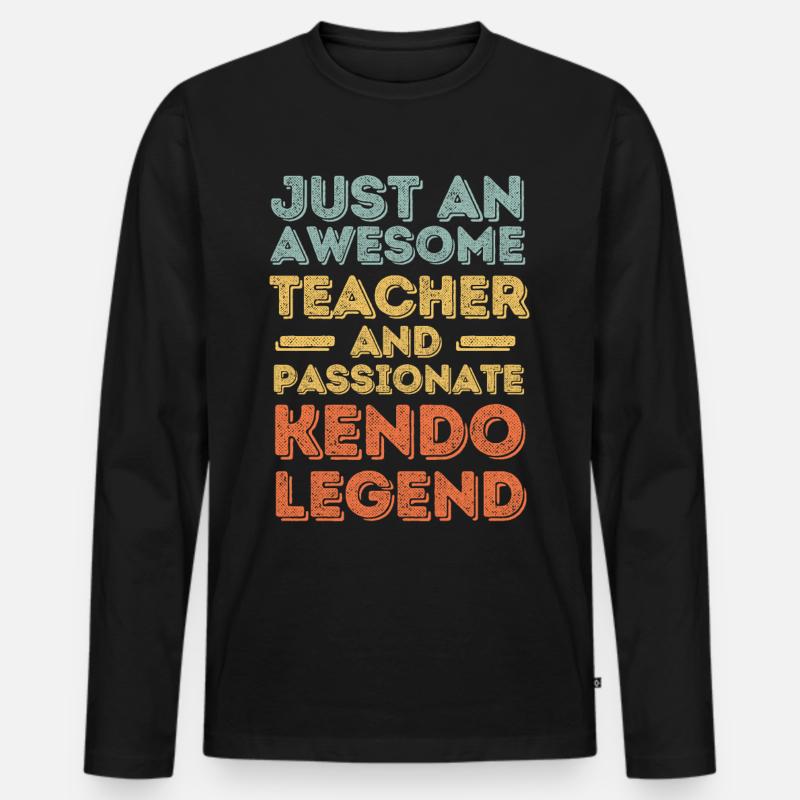 Lehrer Kendo retro - Männer Premium Bio Langarmshirt - Schwarz