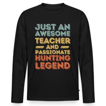 Enseignants à la chasse rétro - T-shirt manches longues Premium bio Homme - noir - Devant - Nico (187cm)