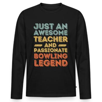 Professeur Bowling rétro - T-shirt manches longues Premium bio Homme - noir - Devant - Nico (187cm)