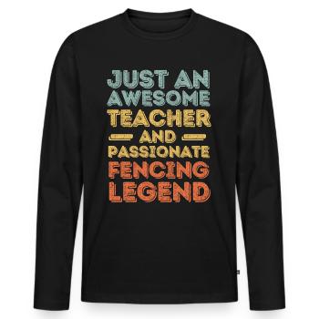 Lehrer Fechten retro - Männer Premium Bio Langarmshirt - Schwarz - Vorne - Nico (187cm)