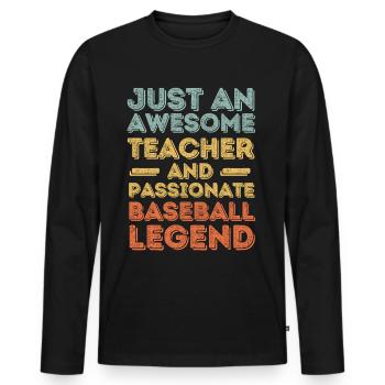 Professeur de baseball rétro - T-shirt manches longues Premium bio Homme - noir - Devant - Nico (187cm)