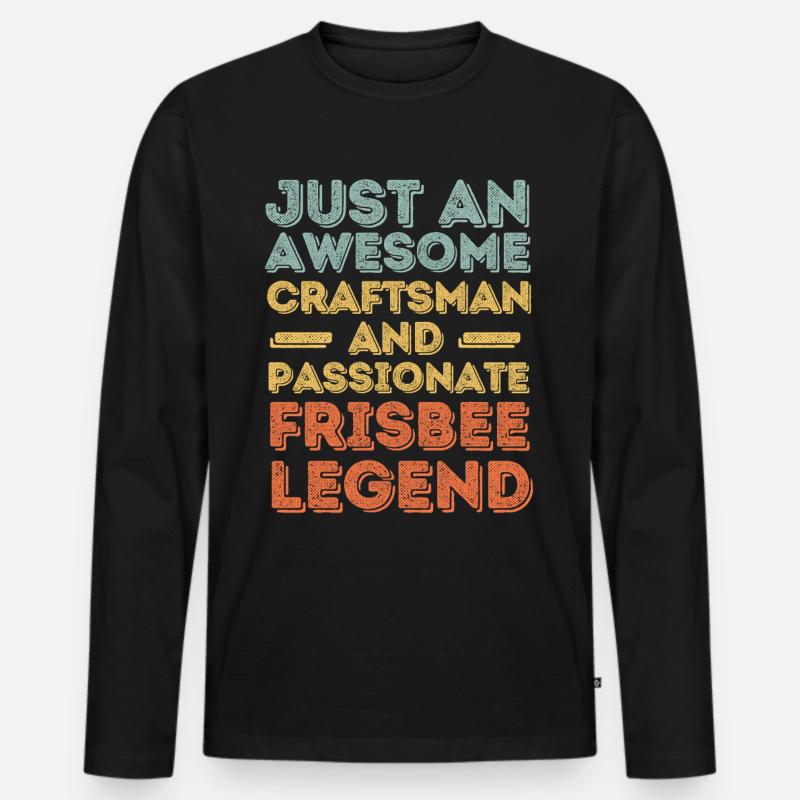 Handwerker Frisbee retro - Männer Premium Bio Langarmshirt - Schwarz