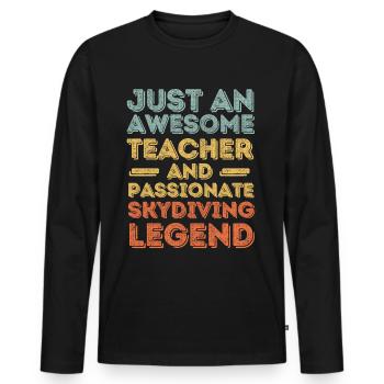 Professeur de parachutisme rétro - T-shirt manches longues Premium bio Homme - noir - Devant - Nico (187cm)
