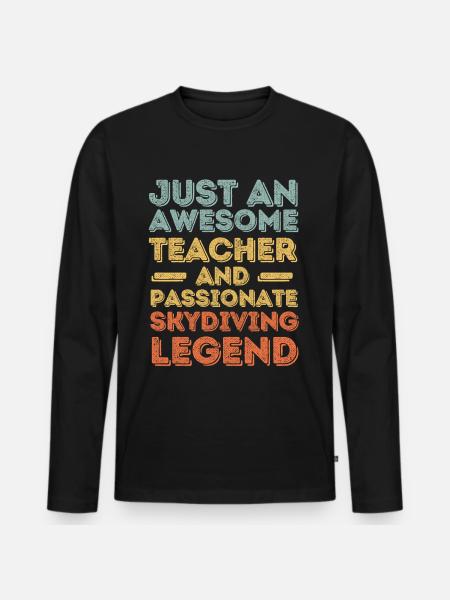 Teacher skydiving retro - Men's Premium Organic Long Sleeve Shirt - black