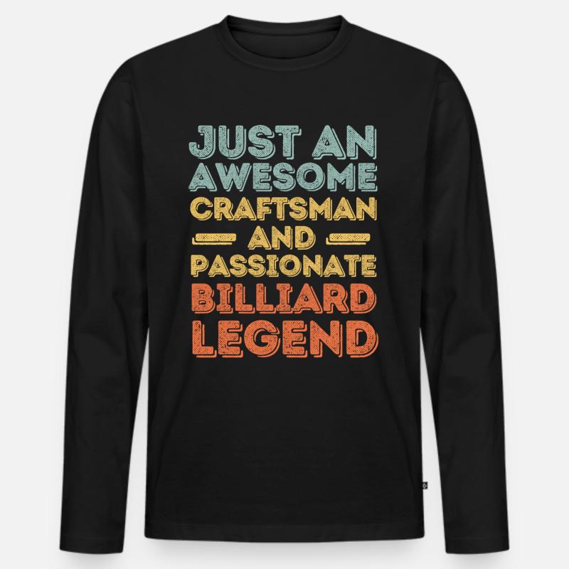 Handwerker Billard retro - Männer Premium Bio Langarmshirt - Schwarz