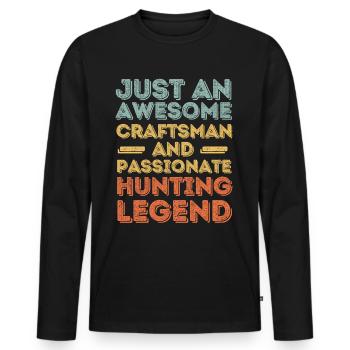 Artisan hunting retro - Men's Premium Organic Long Sleeve Shirt - black - Front - Nico (187cm)