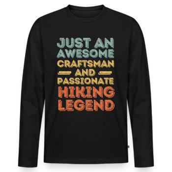 Artisan randonnée rétro - T-shirt manches longues Premium bio Homme - noir - Devant - Nico (187cm)
