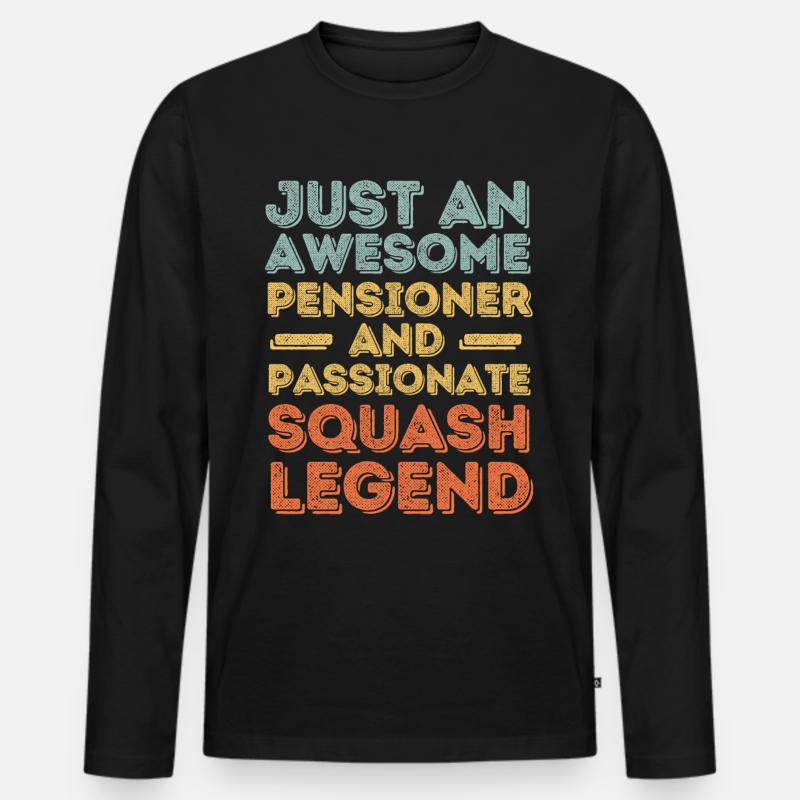 Rentner Squash retro - Männer Premium Bio Langarmshirt - Schwarz
