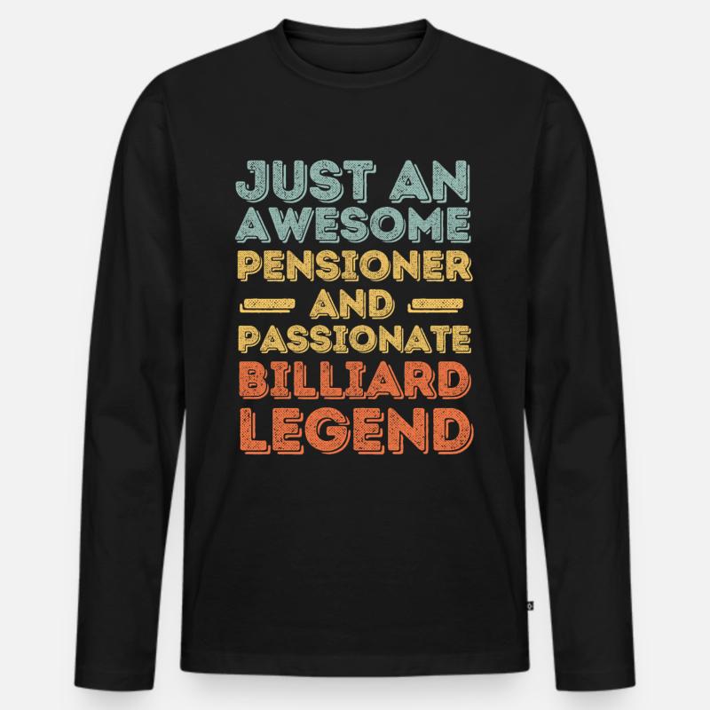 Rentner Billard retro - Männer Premium Bio Langarmshirt - Schwarz