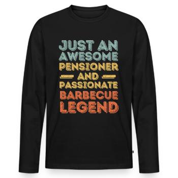 Pensioners BBQ grill retro - Men's Premium Organic Long Sleeve Shirt - black - Front - Nico (187cm)