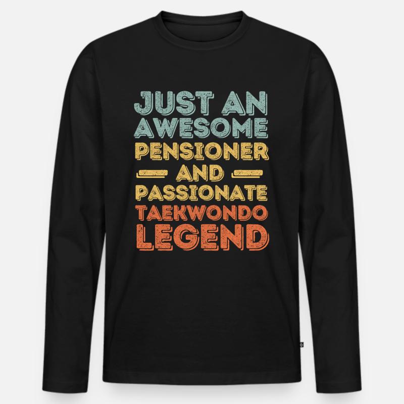 Rentner Taekwondo retro - Männer Premium Bio Langarmshirt - Schwarz