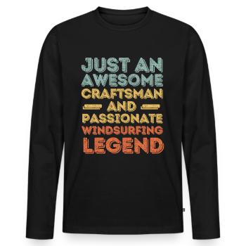 Artisan windsurfing retro - Men's Premium Organic Long Sleeve Shirt - black - Front - Nico (187cm)