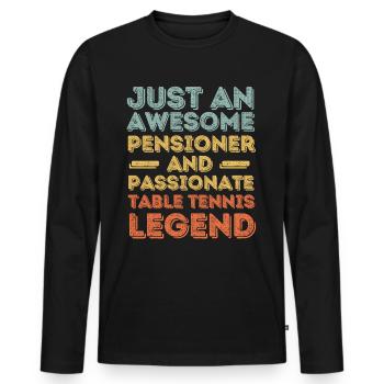 Retraité tennis de table rétro - T-shirt manches longues Premium bio Homme - noir - Devant - Nico (187cm)