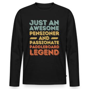 Rentner Paddleboard retro - Männer Premium Bio Langarmshirt - Schwarz - Vorne - Nico (187cm)