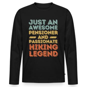 Rentner Wandern retro - Männer Premium Bio Langarmshirt - Schwarz - Vorne - Nico (187cm)
