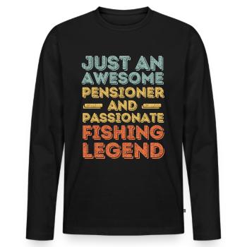 Rentner Angeln Angler retro - Männer Premium Bio Langarmshirt - Schwarz - Vorne - Nico (187cm)