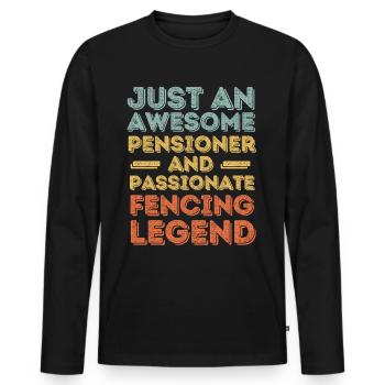 Rentner Fechten retro - Männer Premium Bio Langarmshirt - Schwarz - Vorne - Nico (187cm)