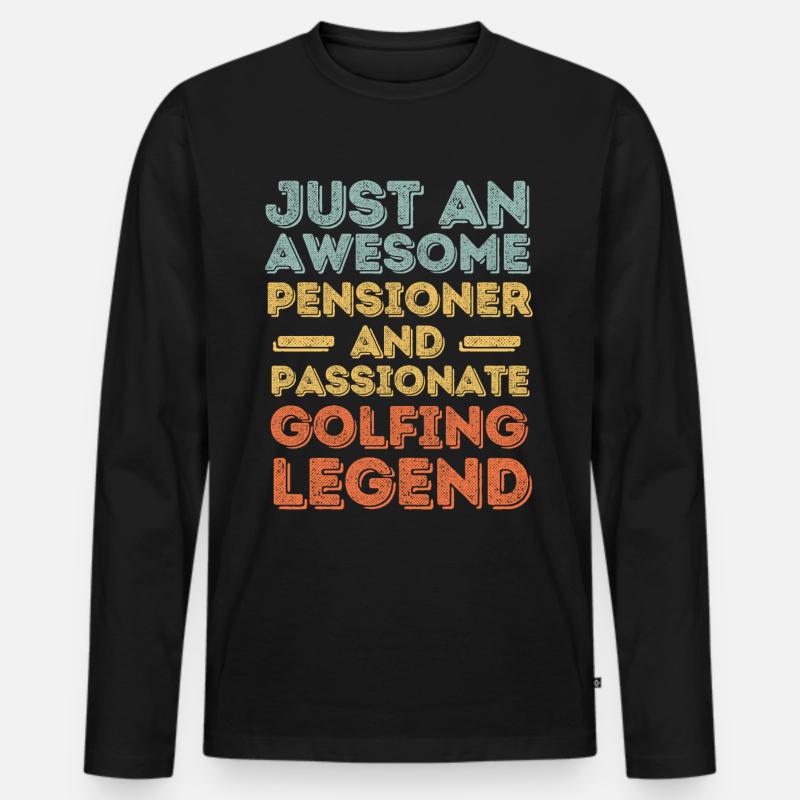 Rentner Golf retro - Männer Premium Bio Langarmshirt - Schwarz