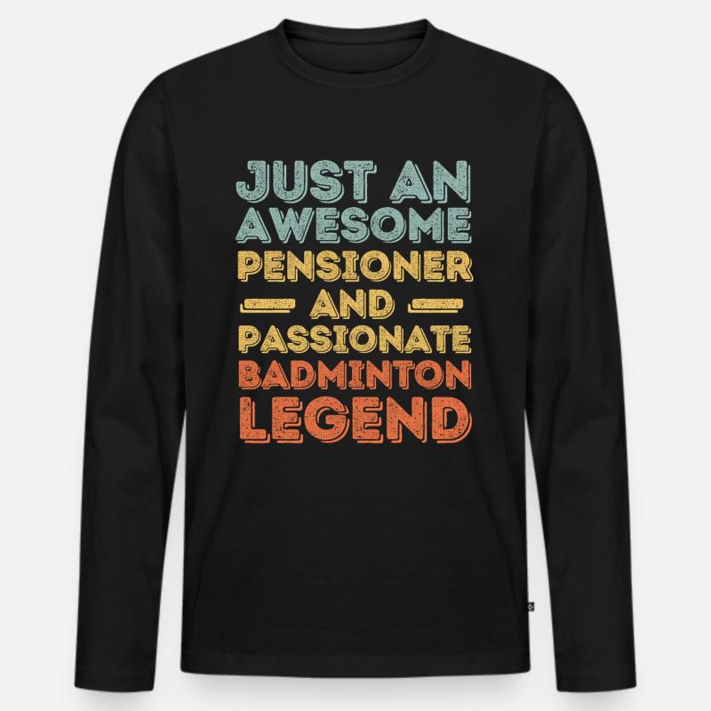 Rentner Badminton retro - Männer Premium Bio Langarmshirt - Schwarz