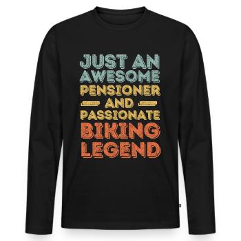 Rentner Radfahren retro - Männer Premium Bio Langarmshirt - Schwarz - Vorne - Nico (187cm)