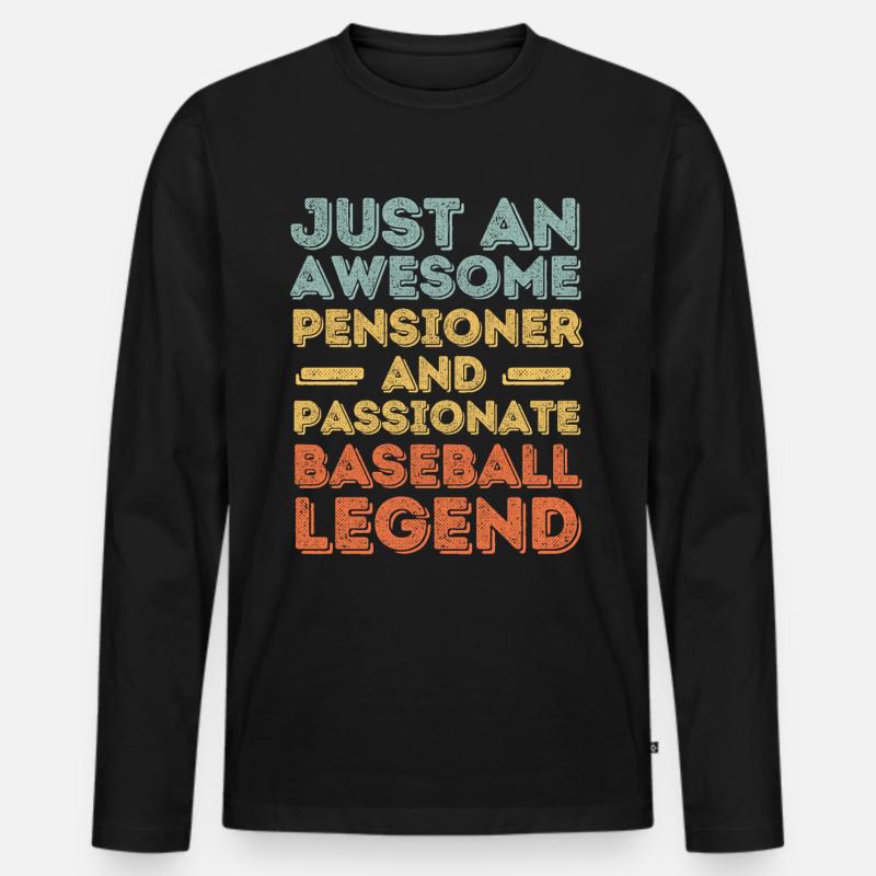 Rentner Baseball retro - Männer Premium Bio Langarmshirt - Schwarz