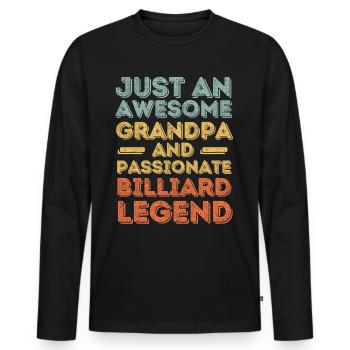 Opa Billard retro - Männer Premium Bio Langarmshirt - Schwarz - Vorne - Nico (187cm)