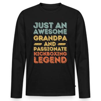 Opa Kickboxen retro - Männer Premium Bio Langarmshirt - Schwarz - Vorne - Nico (187cm)