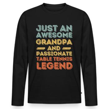 Grand-père tennis de table rétro - T-shirt manches longues Premium bio Homme - noir - Devant - Nico (187cm)