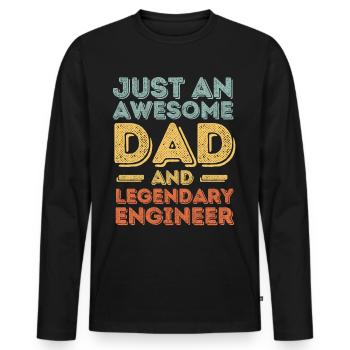 Dad Engineer Father's Day - Men's Premium Organic Long Sleeve Shirt - black - Front - Nico (187cm)