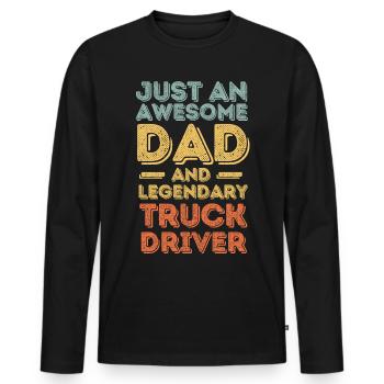 Dad Truck Driver Father's Day - Men's Premium Organic Long Sleeve Shirt - black - Front - Nico (187cm)