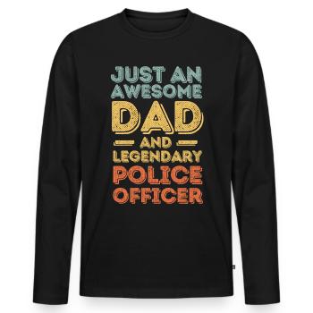 Dad Policeman Father's Day - Men's Premium Organic Long Sleeve Shirt - black - Front - Nico (187cm)