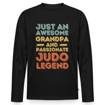 Grandpa Judo retro - Men's Premium Organic Long Sleeve Shirt - black - Front - Nico (187cm)