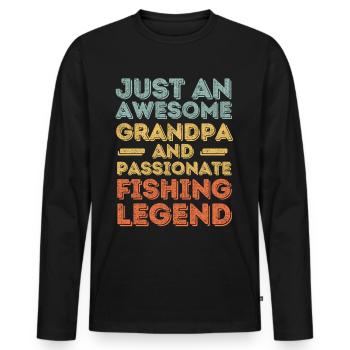 Opa Angeln retro - Männer Premium Bio Langarmshirt - Schwarz - Vorne - Nico (187cm)