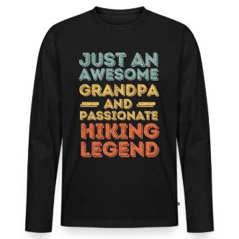 Opa Wandern retro - Männer Premium Bio Langarmshirt - Schwarz - Vorne - Nico (187cm)