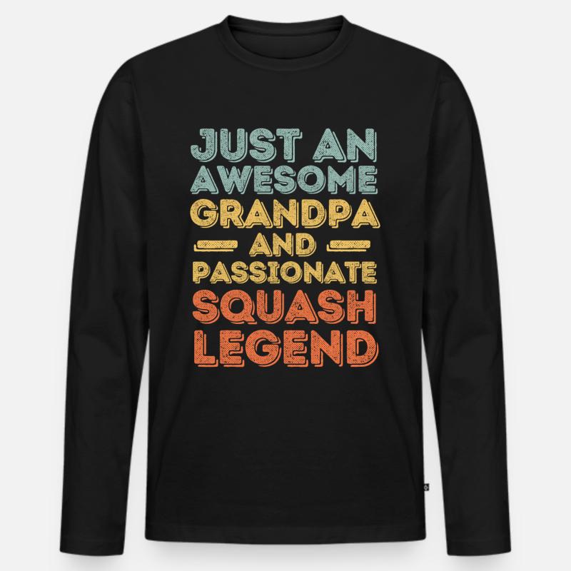 Opa Squash retro - Männer Premium Bio Langarmshirt - Schwarz