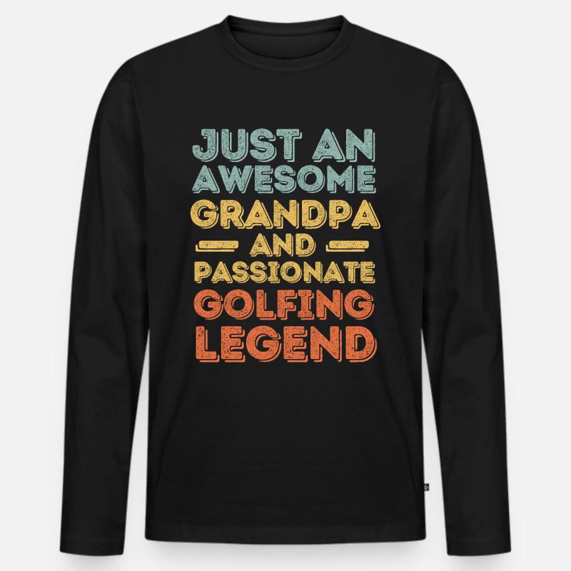 Opa Golfen retro - Männer Premium Bio Langarmshirt - Schwarz
