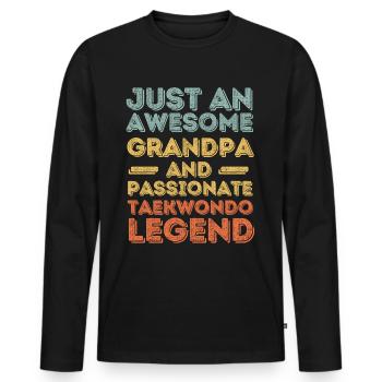 Opa Taekwondo retro - Männer Premium Bio Langarmshirt - Schwarz - Vorne - Nico (187cm)