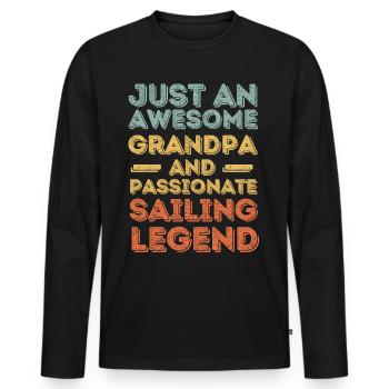 Grandpa Sailing retro - Men's Premium Organic Long Sleeve Shirt - black - Front - Nico (187cm)