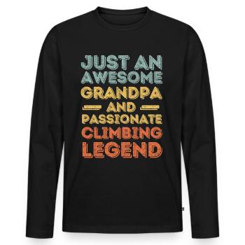 Grand-père escalade rétro - T-shirt manches longues Premium bio Homme - noir - Devant - Nico (187cm)