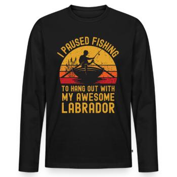 Angeln, Fischen und Labrador - Männer Premium Bio Langarmshirt - Schwarz - Vorne - Nico (187cm)