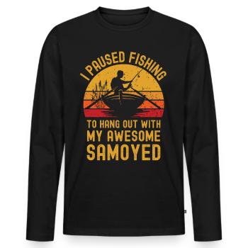 Fishing, fishing and Samoyed - Men's Premium Organic Long Sleeve Shirt - black - Front - Nico (187cm)