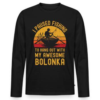Fishing, fishing and bolonka - Men's Premium Organic Long Sleeve Shirt - black - Front - Nico (187cm)