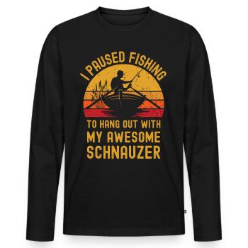 Pêche, pêche et schnauzer - T-shirt manches longues Premium bio Homme - noir - Devant - Nico (187cm)