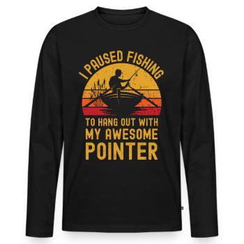 Angeln, Fischen und Pointer - Männer Premium Bio Langarmshirt - Schwarz - Vorne - Nico (187cm)