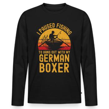 Pêche, pêche et boxeur allemand - T-shirt manches longues Premium bio Homme - noir - Devant - Nico (187cm)